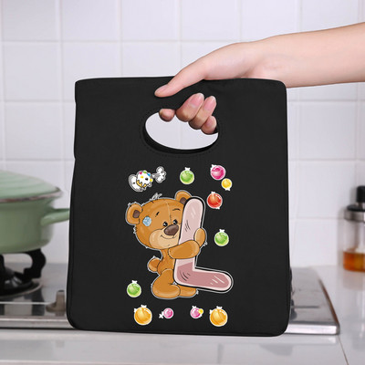 Prijenosna torba za ručak 26 Bear Letter Print 2022 Nove toplinski izolirane torbe za ručak Rashladna torba Bento torbica Spremnik Kutija za pohranu hrane