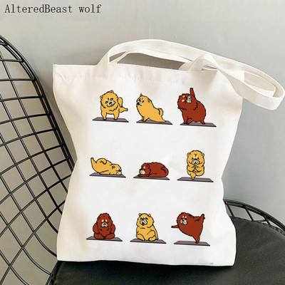 Vásárlói rajzfilmek Panda Jóga Nyomtatott Tote Bag női Harajuku vásárló kézitáska lány Vállas bevásárlótáska Lady Canvas Bag