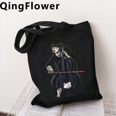 Wednesday Addams shopping bag shopper tote canvas shopping recycle bag shopper bag bolsas ecologicas jute sac cabas tote cabas