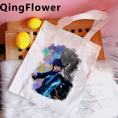 Wednesday Addams shopping bag shopper tote canvas shopping recycle bag shopper bag bolsas ecologicas jute sac cabas tote cabas