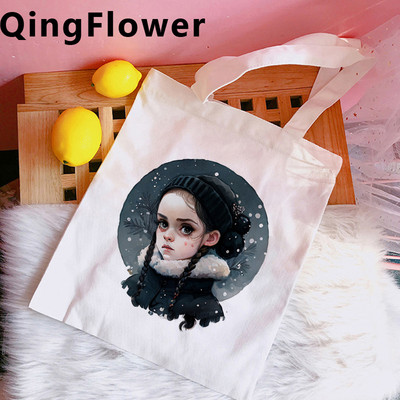 Wednesday Addams shopping bag shopper tote canvas shopping recycle bag shopper bag bolsas ecologicas jute sac cabas tote cabas