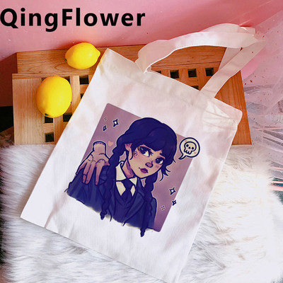 Wednesday Addams shopping bag shopper tote canvas shopping recycle bag shopper bag bolsas ecologicas jute sac cabas tote cabas