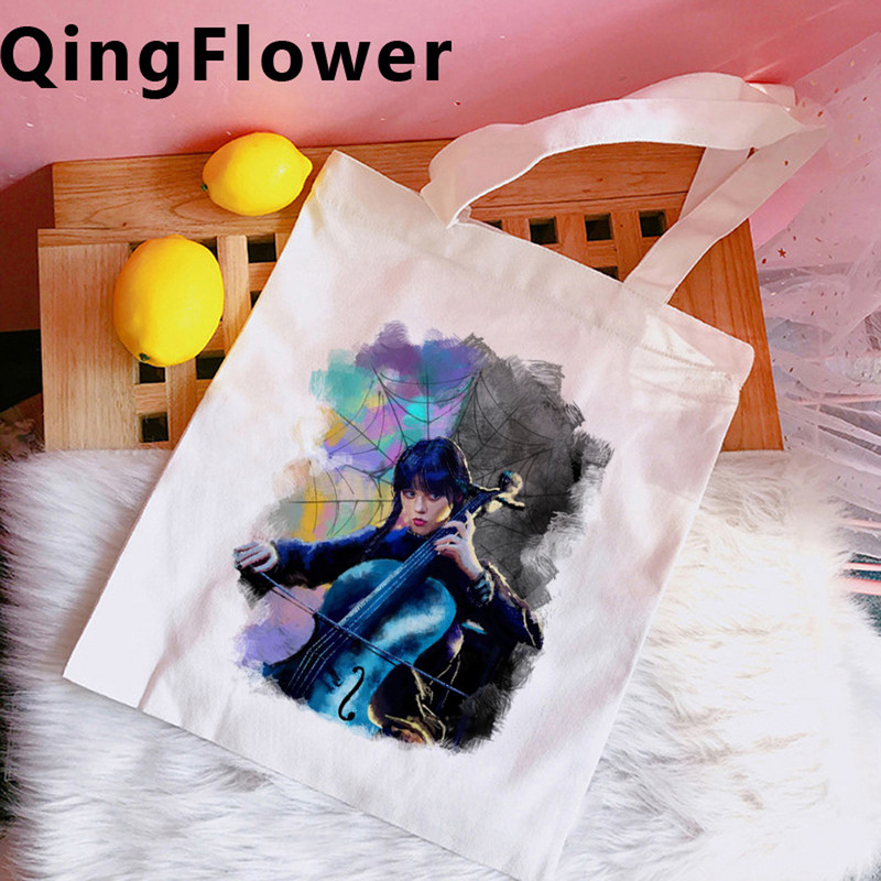 Wednesday Addams shopping bag shopper tote canvas shopping recycle bag shopper bag bolsas ecologicas jute sac cabas tote cabas