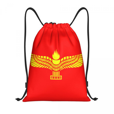 „Aramean Suryoyo“ logotipas sutraukiamas kuprinės krepšiai vyrams, moterims, lengvi, Sirijos Asirijos vėliava, sporto salė, sportiniai krepšiai, krepšiai apsipirkti
