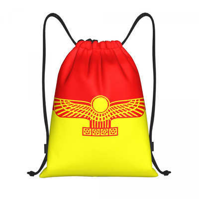 „Aramean Suryoyo“ logotipas sutraukiamas kuprinės krepšiai vyrams, moterims, lengvi, Sirijos Asirijos vėliava, sporto salė, sportiniai krepšiai, krepšiai apsipirkti