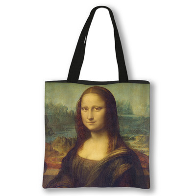 Mona Lisa Da Vinci tapyba aliejiniais dažais rankinė Moteriški pečių krepšiai Vintage Vergine delle Rocce krepšys Kasdieniai pirkinių krepšiai Dovana