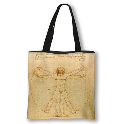 Mona Lisa Da Vinci tapyba aliejiniais dažais rankinė Moteriški pečių krepšiai Vintage Vergine delle Rocce krepšys Kasdieniai pirkinių krepšiai Dovana