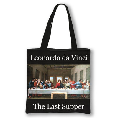Mona Lisa Da Vinci tapyba aliejiniais dažais rankinė Moteriški pečių krepšiai Vintage Vergine delle Rocce krepšys Kasdieniai pirkinių krepšiai Dovana