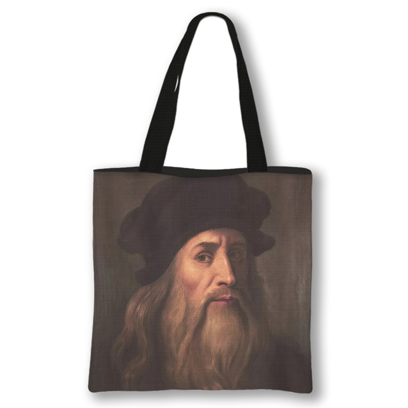 Mona Lisa Da Vinci tapyba aliejiniais dažais rankinė Moteriški pečių krepšiai Vintage Vergine delle Rocce krepšys Kasdieniai pirkinių krepšiai Dovana