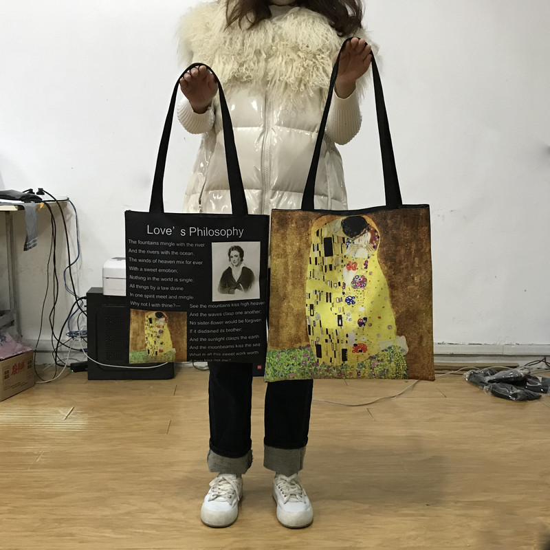 Mona Lisa Da Vinci tapyba aliejiniais dažais rankinė Moteriški pečių krepšiai Vintage Vergine delle Rocce krepšys Kasdieniai pirkinių krepšiai Dovana