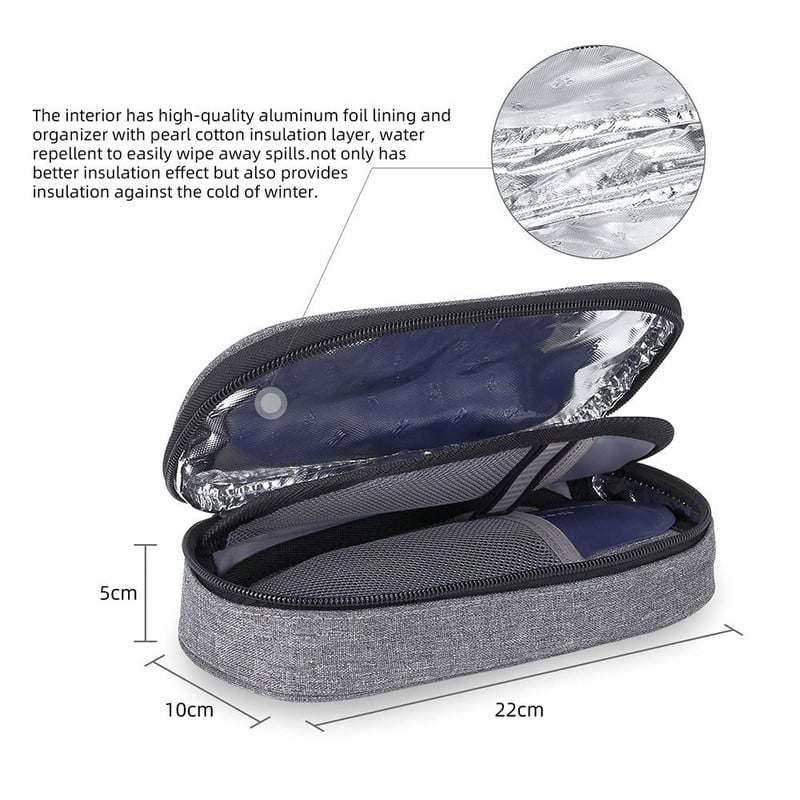 Nešiojamas diabeto insulino aušinimo maišelio apsauginė tabletė, atšaldyta ledo pakuotė Medicla aušintuvo izoliacijos organizatoriaus kelioninis dėklas