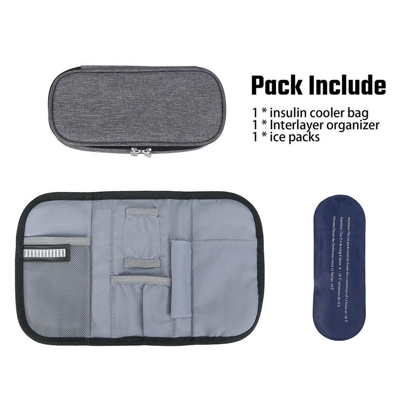Nešiojamas diabeto insulino aušinimo maišelio apsauginė tabletė, atšaldyta ledo pakuotė Medicla aušintuvo izoliacijos organizatoriaus kelioninis dėklas