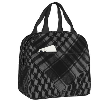 Palestinian Kufeya Insulated Lunch Tote Bag for Women Palestine Keffiyeh Embroidery Portable Thermal Cooler Bento Box School