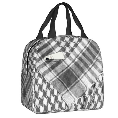 Palestinian Kufeya Insulated Lunch Tote Bag for Women Palestine Keffiyeh Embroidery Portable Thermal Cooler Bento Box School