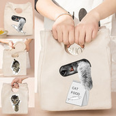 Termalna torba za ručak i večeru Organizator Mačji print na platnu Dječja škola Piknik Putna kutija za doručak Izolirane ručne torbe za hranu Torbe za hlađenje