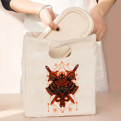 Termalna torba za ručak i večeru Organizator Mačji print na platnu Dječja škola Piknik Putna kutija za doručak Izolirane ručne torbe za hranu Torbe za hlađenje