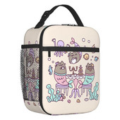 Hőszigetelt macska ebédtáska nőknek Hordozható Catroon Kitten Mintás Thermal Cooler Bento Box Office Work School