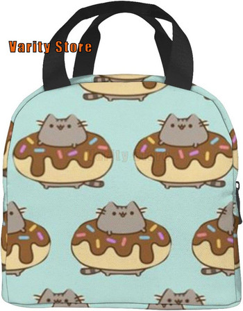 NA Cute Cat Donut Lunch Box Μονωμένη τσάντα γεύματος Τσάντα μεσημεριανού γεύματος Επαναχρησιμοποιήσιμη τσάντα σνακ Δοχείο τροφίμων για αγόρια κορίτσια άνδρες γυναίκες