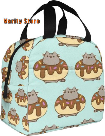 NA Cute Cat Donut Lunch Box Μονωμένη τσάντα γεύματος Τσάντα μεσημεριανού γεύματος Επαναχρησιμοποιήσιμη τσάντα σνακ Δοχείο τροφίμων για αγόρια κορίτσια άνδρες γυναίκες