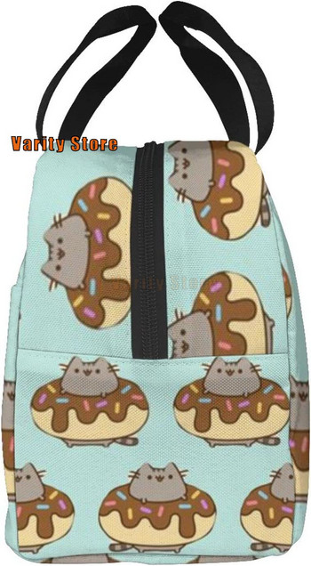 NA Cute Cat Donut Lunch Box Μονωμένη τσάντα γεύματος Τσάντα μεσημεριανού γεύματος Επαναχρησιμοποιήσιμη τσάντα σνακ Δοχείο τροφίμων για αγόρια κορίτσια άνδρες γυναίκες