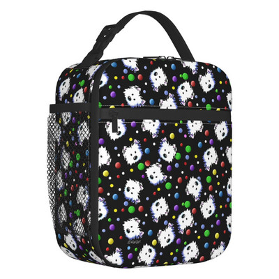 Vestijs Vesthailendas baltais terjers suņiem izolētas pusdienu somas sievietēm Resuable Cooler Thermal Bento Box Work School Travel