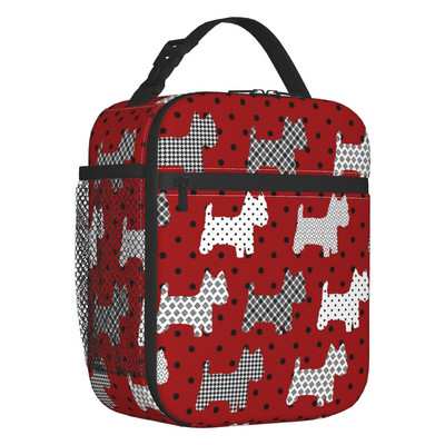 Vestijs Vesthailendas baltais terjers suņiem izolētas pusdienu somas sievietēm Resuable Cooler Thermal Bento Box Work School Travel