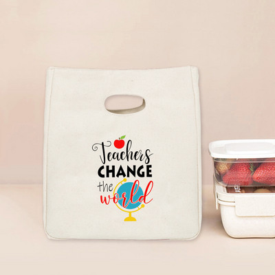 Chladiaca obedová taška Teacher Change The World, prenosná izolovaná taška Bento Tote, termálna školská pikniková taška na jedlo, darčeky pre učiteľov
