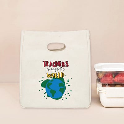 Chladiaca obedová taška Teacher Change The World, prenosná izolovaná taška Bento Tote, termálna školská pikniková taška na jedlo, darčeky pre učiteľov