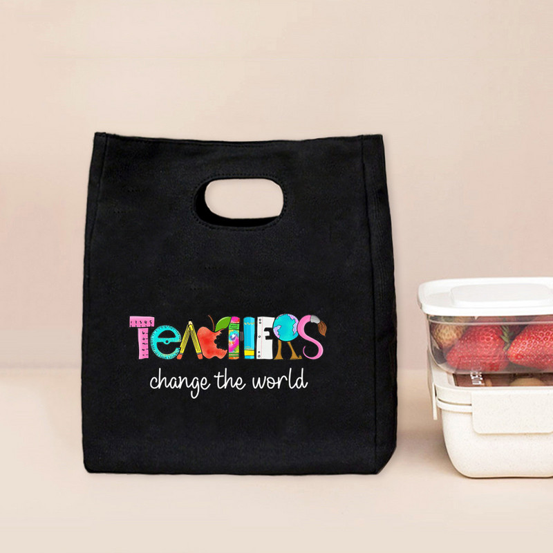 Chladiaca obedová taška Teacher Change The World, prenosná izolovaná taška Bento Tote, termálna školská pikniková taška na jedlo, darčeky pre učiteľov