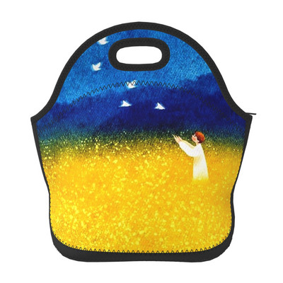 Geantă de prânz din neopren cu drapelul Ucrainei/Cutie de prânz/Toc de prânz/Gerți de picnic Frigorific izolat Organizator de călătorie Scoala Birou de lucru