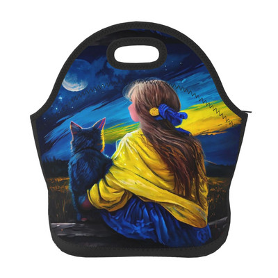 Geantă de prânz din neopren cu drapelul Ucrainei/Cutie de prânz/Toc de prânz/Gerți de picnic Frigorific izolat Organizator de călătorie Scoala Birou de lucru