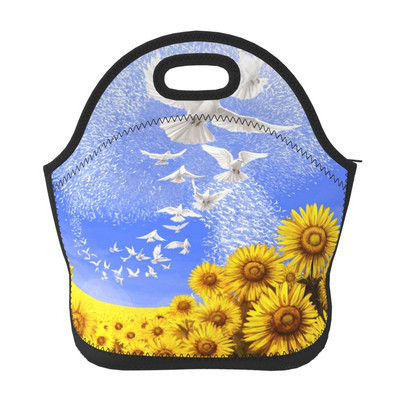 Geantă de prânz din neopren cu drapelul Ucrainei/Cutie de prânz/Toc de prânz/Gerți de picnic Frigorific izolat Organizator de călătorie Scoala Birou de lucru