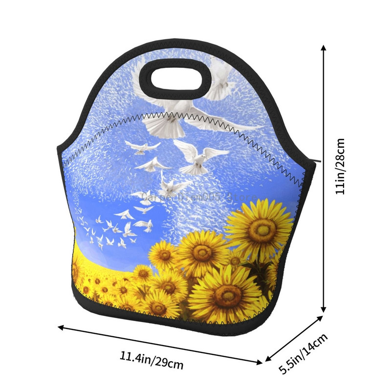 Geantă de prânz din neopren cu drapelul Ucrainei/Cutie de prânz/Toc de prânz/Gerți de picnic Frigorific izolat Organizator de călătorie Scoala Birou de lucru