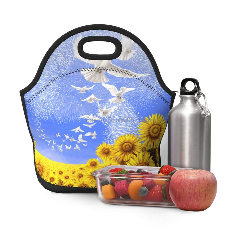 Geantă de prânz din neopren cu drapelul Ucrainei/Cutie de prânz/Toc de prânz/Gerți de picnic Frigorific izolat Organizator de călătorie Scoala Birou de lucru
