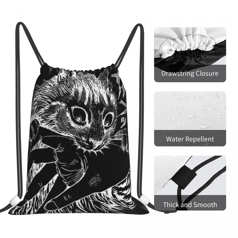 Katė Junji Ito Bite Virvelė Krepšiai Kuprinės Mergaitės Krepšys Sportiniai Krepšiai Vyriška Kuprinė Virvelė Krepšys Kuprinė