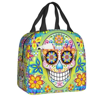 Rockabilly Skull 1968 Rockerek Rock N Roll Gitárok Motorosok Hőszigetelt Ebédtáskák Női Újrahasznosítható Ebéd Konténer Ételdoboz