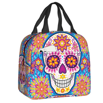 Rockabilly Skull 1968 Rockerek Rock N Roll Gitárok Motorosok Hőszigetelt Ebédtáskák Női Újrahasznosítható Ebéd Konténer Ételdoboz