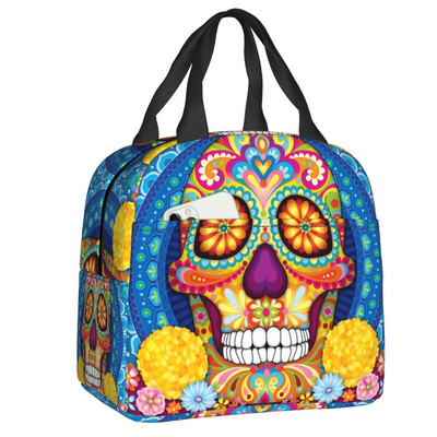 Rockabilly Skull 1968 Rockerek Rock N Roll Gitárok Motorosok Hőszigetelt Ebédtáskák Női Újrahasznosítható Ebéd Konténer Ételdoboz