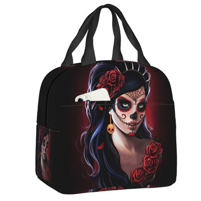 Rockabilly Skull 1968 Rockerek Rock N Roll Gitárok Motorosok Hőszigetelt Ebédtáskák Női Újrahasznosítható Ebéd Konténer Ételdoboz