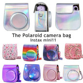 Fotoaparato dėklas, suderinamas su Fujifilm Instax Mini 11 momentinių filmų fotoaparato PU odinio krepšio dangteliu su reguliuojamu peties dirželiu