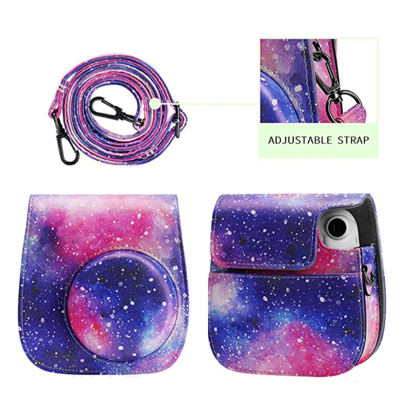 Fotoaparato dėklas, suderinamas su Fujifilm Instax Mini 11 momentinių filmų fotoaparato PU odinio krepšio dangteliu su reguliuojamu peties dirželiu