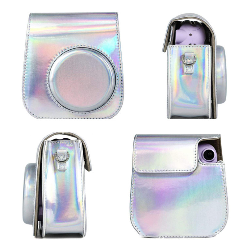 Fotoaparato dėklas, suderinamas su Fujifilm Instax Mini 11 momentinių filmų fotoaparato PU odinio krepšio dangteliu su reguliuojamu peties dirželiu