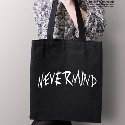 Jimin Nevermind Tattoo Funny Yoongi Vintage Κορεάτικη τσάντα αγορών Καμβάς Τσάντες Shopper Τσάντα ασφαλείας Επαναχρησιμοποιήσιμη Καμβάς Shopper