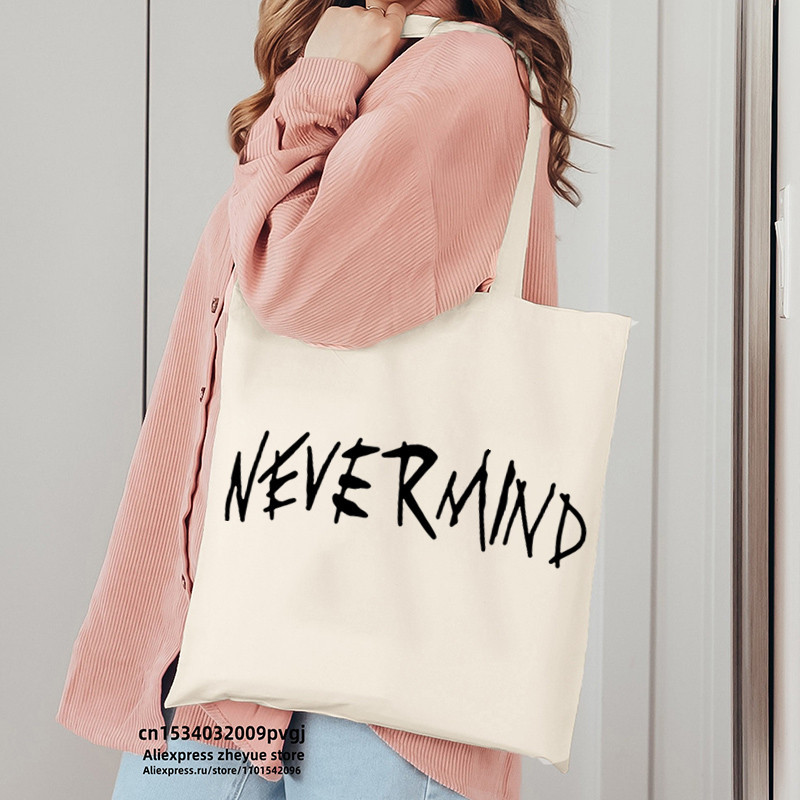 Jimin Nevermind Tattoo Funny Yoongi Vintage coreeană Geantă de cumpărături Genți de pânză Geantă de securitate pentru cumpărători Pânză reutilizabilă pentru cumpărături