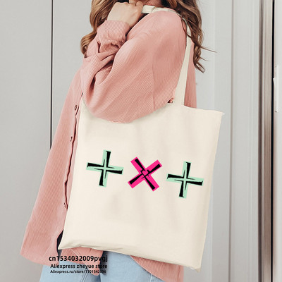 Krean Style Txt Shopping Bag Platnene torbe Shopper Security Night Jute Bag Sklopiva torba Shopper platnena torba za višekratnu upotrebu