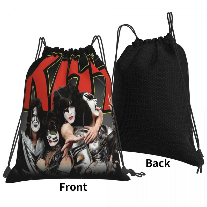 Kiss Band - Červeno-žlté logo Tašky so sťahovacou šnúrkou Batohy Anime Tašky na mieru Malý batoh Malý batoh pre ženy