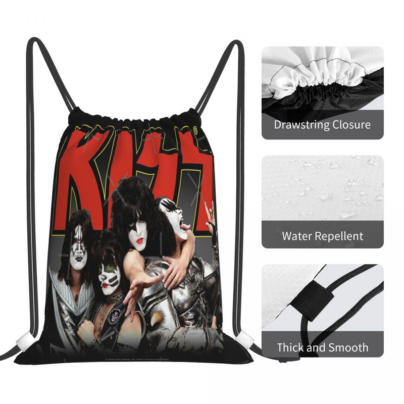 Kiss Band - Červeno-žlté logo Tašky so sťahovacou šnúrkou Batohy Anime Tašky na mieru Malý batoh Malý batoh pre ženy