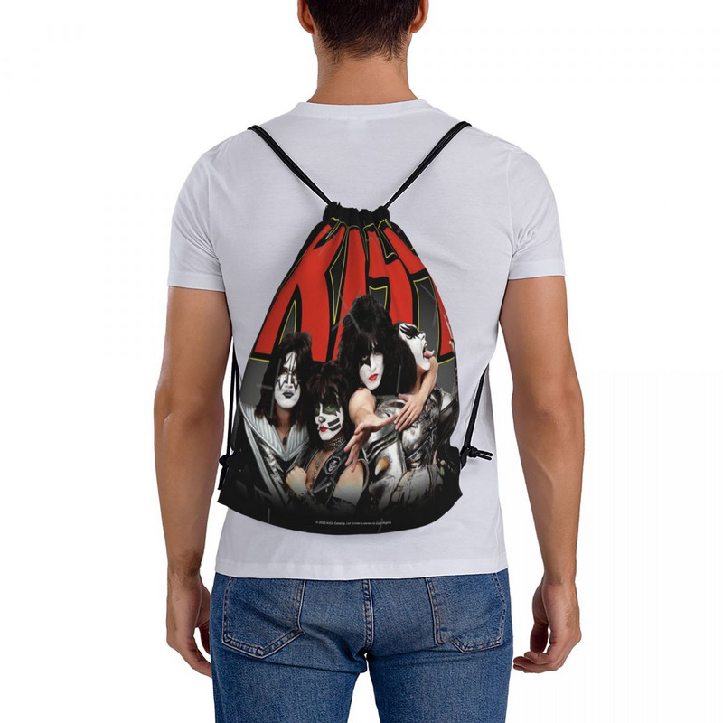 Kiss Band - Červeno-žlté logo Tašky so sťahovacou šnúrkou Batohy Anime Tašky na mieru Malý batoh Malý batoh pre ženy