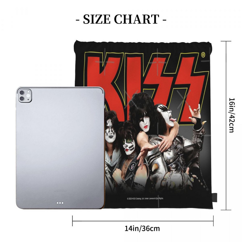 Kiss Band - Červeno-žlté logo Tašky so sťahovacou šnúrkou Batohy Anime Tašky na mieru Malý batoh Malý batoh pre ženy