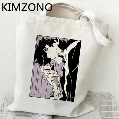 Cowboy Bebop pirkinių krepšys medvilninis krepšys bakalėjos rankinė drobinis pirkėjo krepšys bolsas pakartotinai naudojamas sulankstomas tinklelio griebtuvas